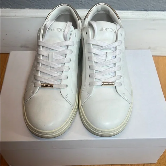 Jimmy Choo White Sneakers Sleek Minimalist Design - Picture 1 of 7